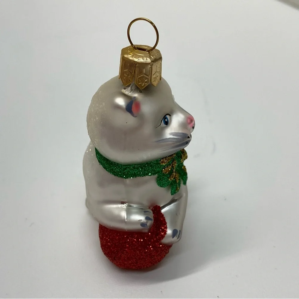 Poland White Kitty Cat Christmas Tree Ornament Cat Lover Collectible Holiday
